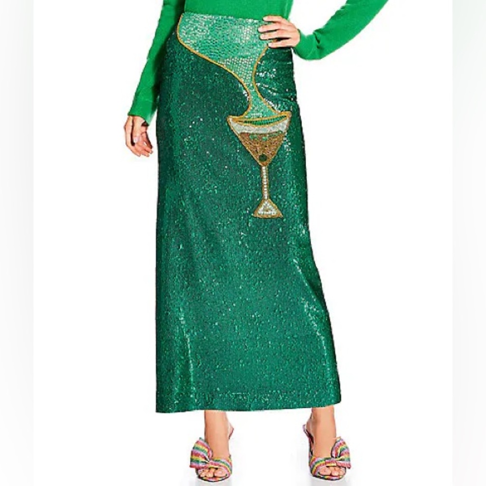 Antonio Melani x The Nat Note Naomi Embellished Martini Sequin Pencil Midi Skirt